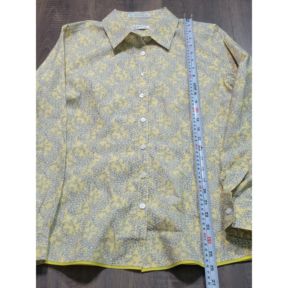 Orvis Womens Yellow Floral Wrinkle Resistant Cotton Button Down Shirt Size‎ 12